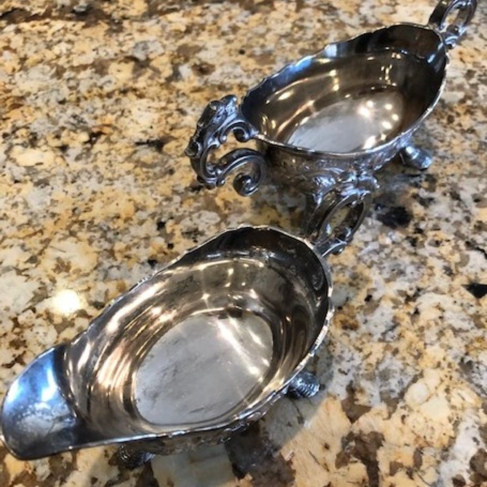 Ornate Silver Plated Cream and Sugar